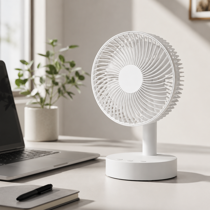 USB Desk Fan 3600mAh 4-Speed Adjustable Oscillating Portable Table