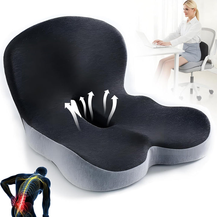Memory Foam Back and Seat Cushion with Lumbar Support