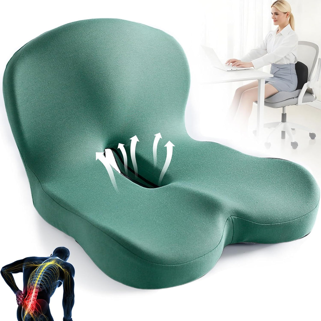 Memory Foam Back and Seat Cushion with Lumbar Support