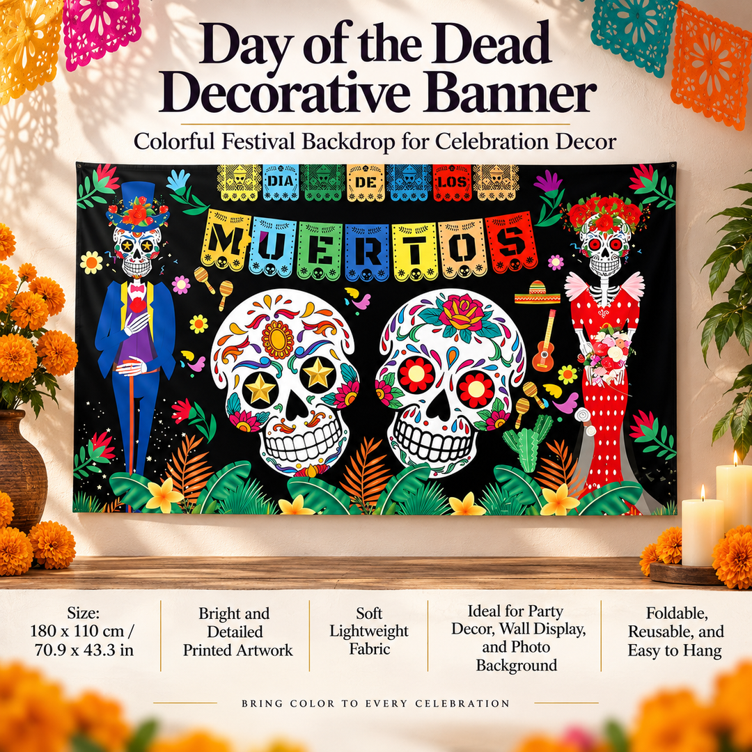 Halloween Wall Tapestry Day of the Dead Banner Party Backdrop Decor