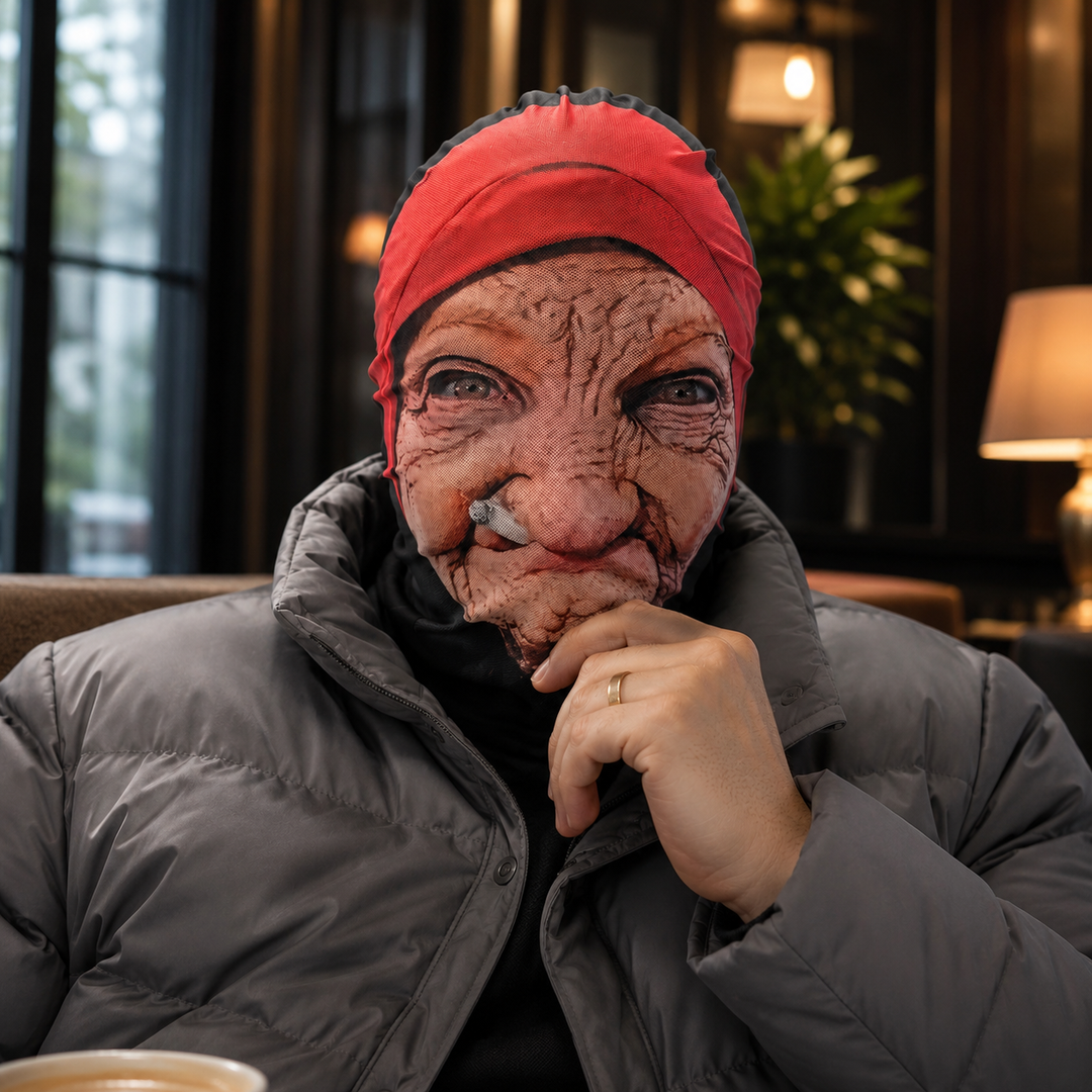 Old Lady Face Mask Funny Halloween Costume Mask