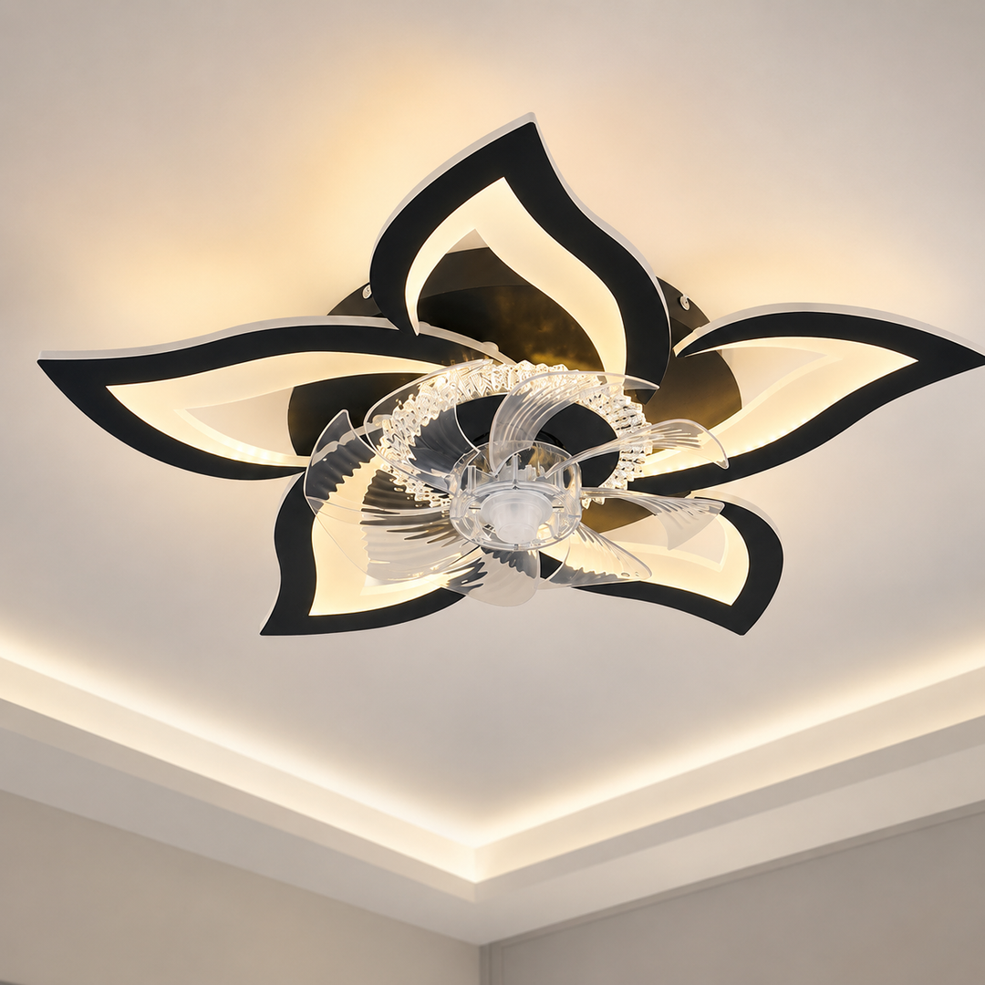 Modern Dimmable Ceiling Fan Light Remote App Control 6-Speed Lamp