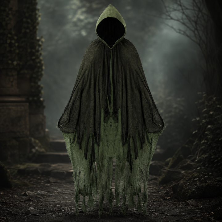 Tattered Hooded Cloak Halloween Costume Cape for Adults