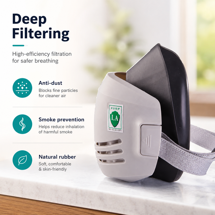 Half-Face Respirator Mask Reusable Dust Mask with Filters for Construction Safety