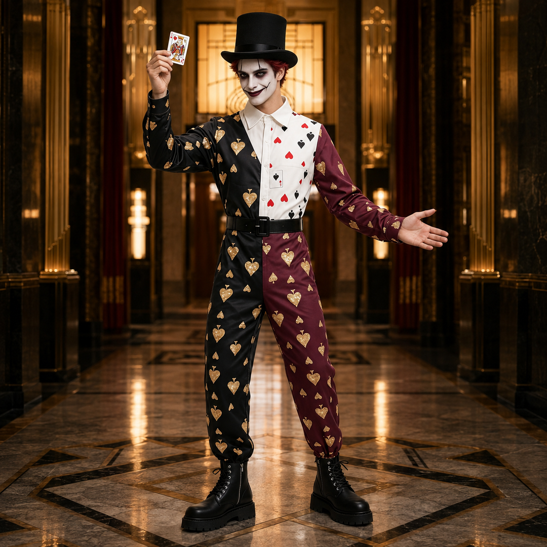 Playing Card Circus Costume Jumpsuit for Men and Women