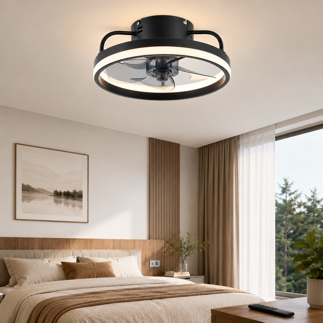 55W Ceiling Fan with LED Light Remote Bedroom 34cm 4 Styles