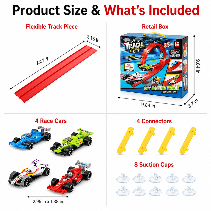 Race Track Toy Set with Twistable Tracks for Creative Racing Play