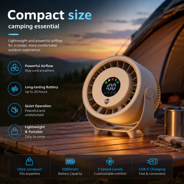 Portable Misting Fan Digital Display Quiet Cooling Humidifier Wall Hangable
