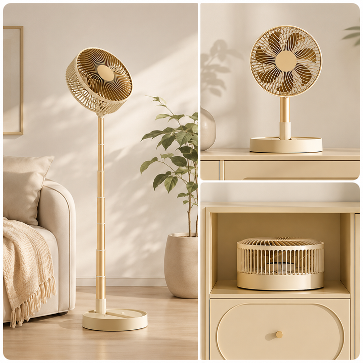 USB Foldable Portable Fan 8 Inch 4-Speed Timer Battery Mini Floor Bedroom