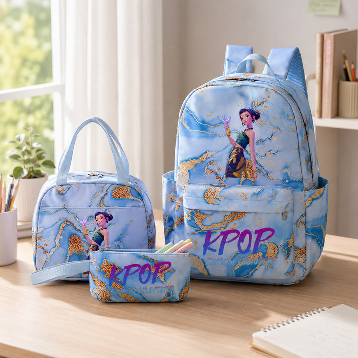 KPop Demon Hunters School Backpack Set with Lunch Bag and Pencil Case Watercolor