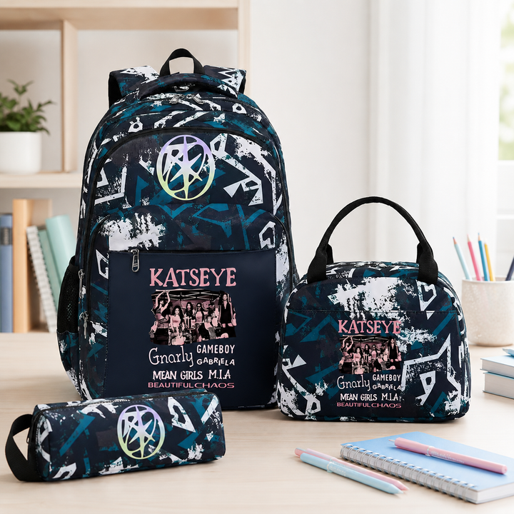 Girls Katseye School Backpack Set with Lunch Bag and Pencil Case