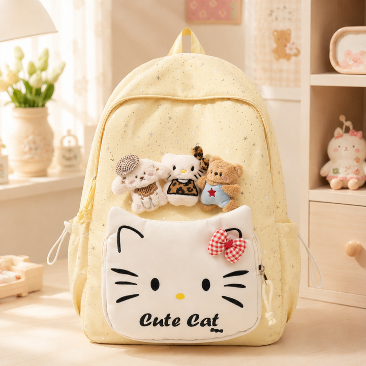 Hello Kitty Girls School Backpack, Large Capacity Lightweight