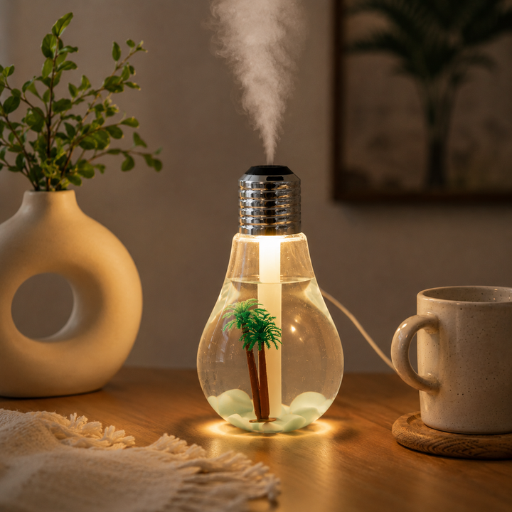 Light Bulb Air Humidifier 400ml Desktop Bedroom Office Mist Maker USB Night Light