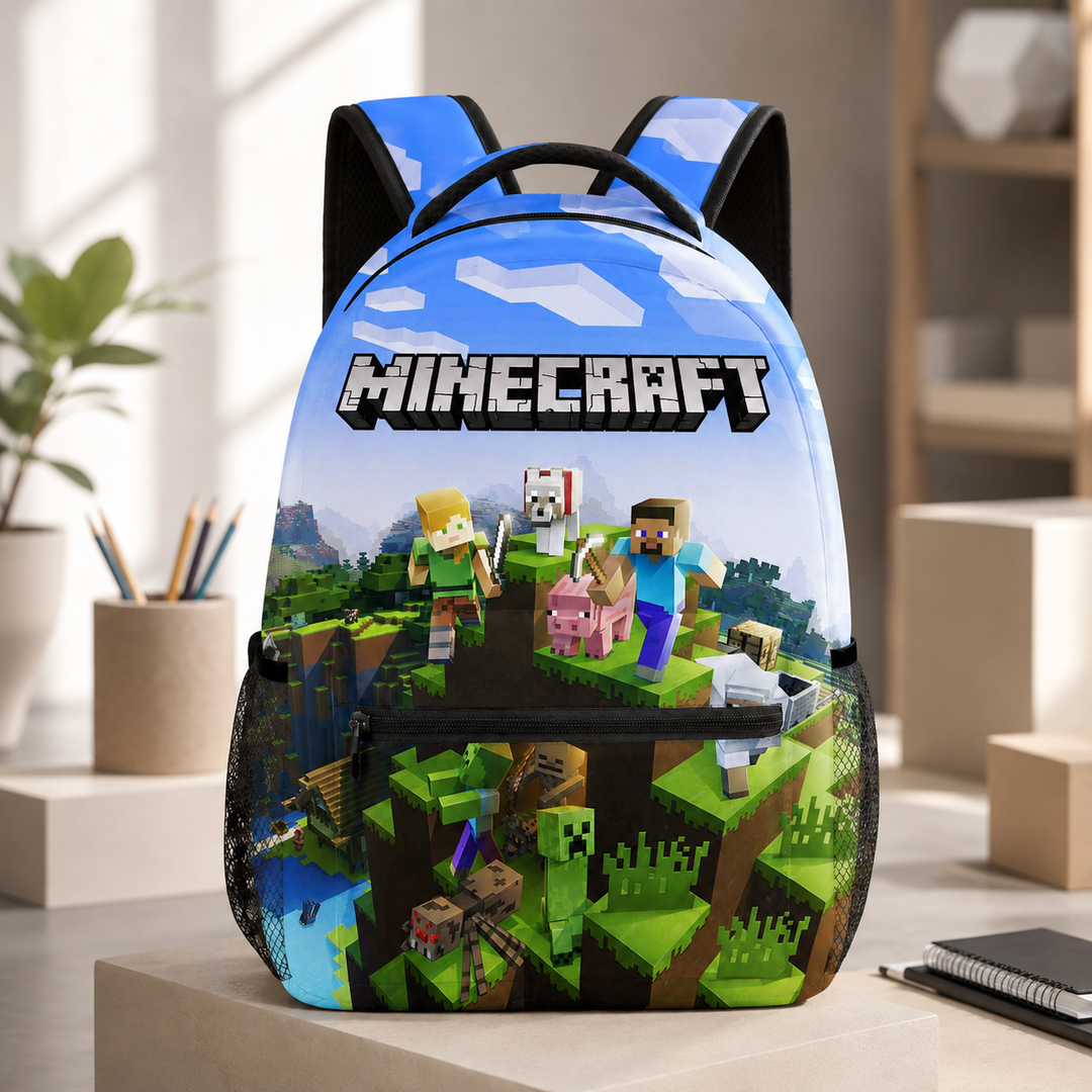 Minecraft Boys and Girls School Backpack, Double-Sided Print 20L Lightweight Bookbag