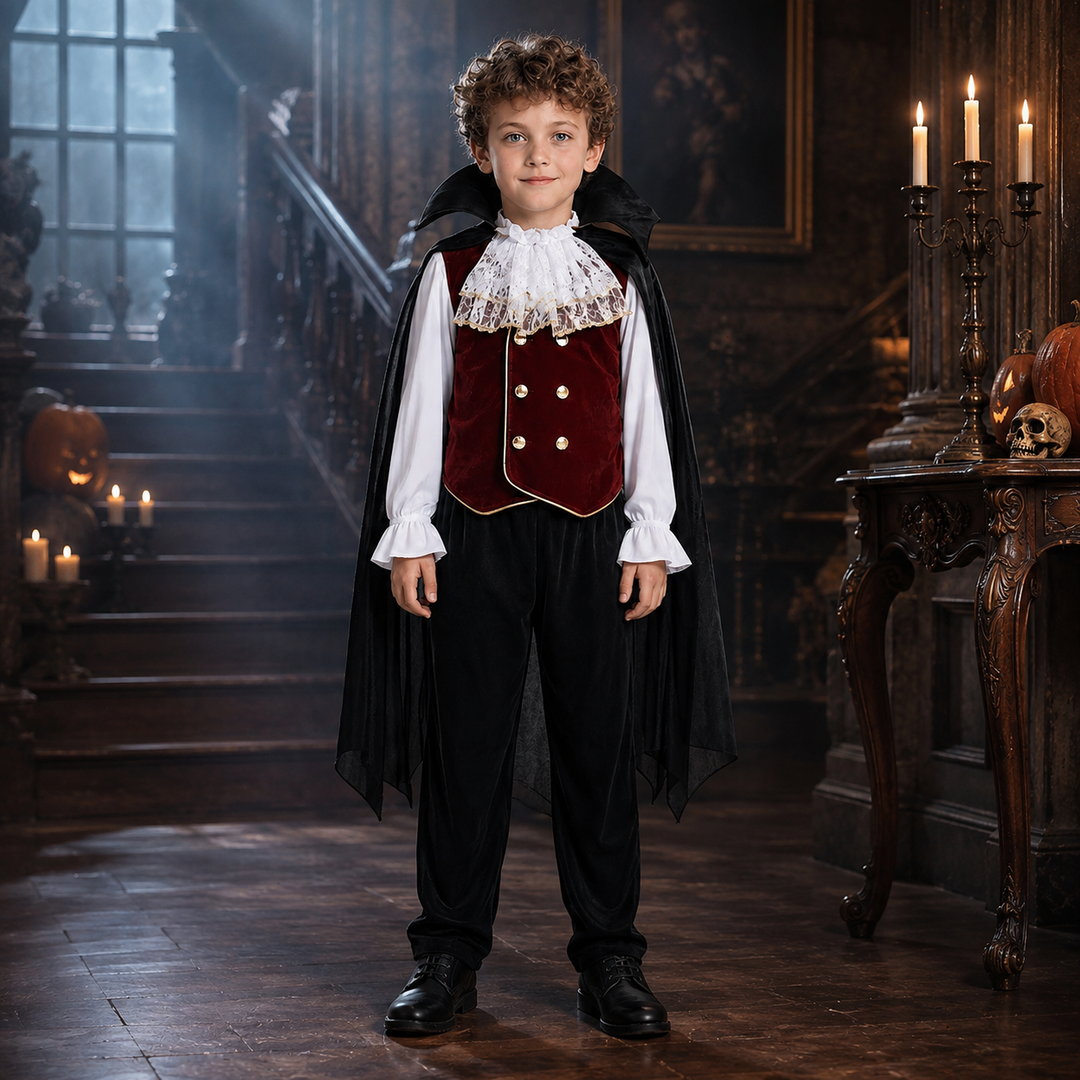 Vampire Costume for Girls with Cape and Vest Halloween Costume