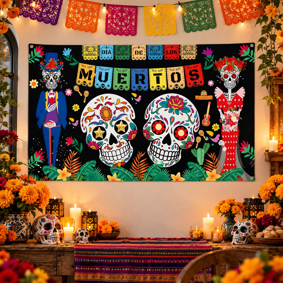 Halloween Wall Tapestry Day of the Dead Banner Party Backdrop Decor