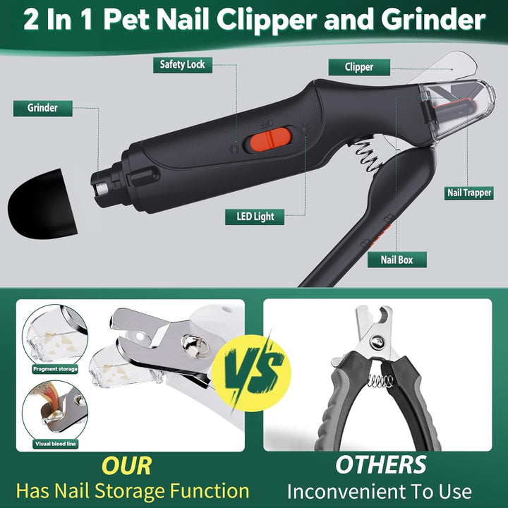 Cat Dog Nail Clippers Trimmers USB Rechargeable with LED Light