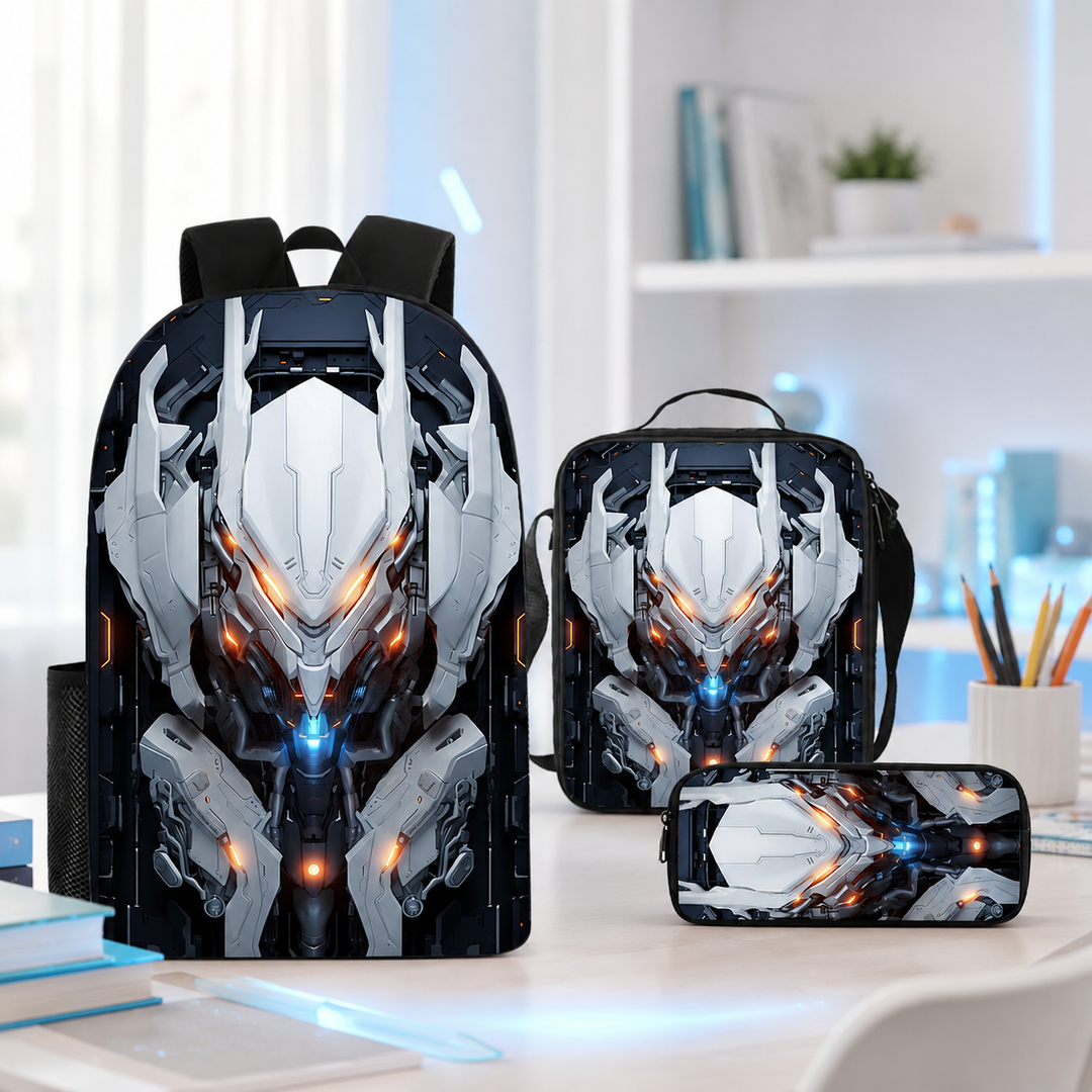 Boys Cyberpunk Robot School Backpack Set for Students