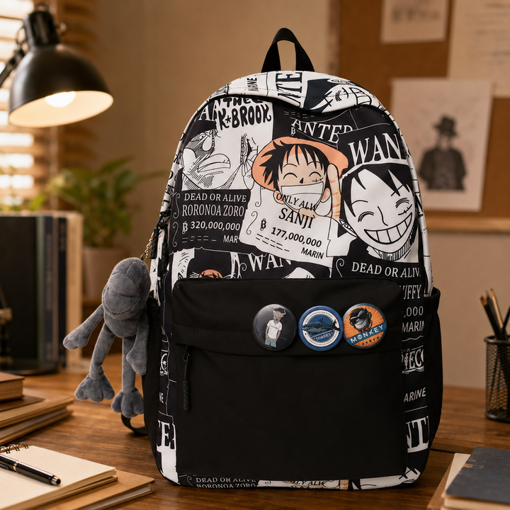 One Piece Boys Large Capacity Anime School Backpack