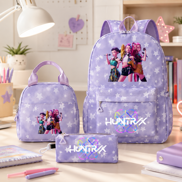 KPop Demon Hunters 3-Piece School Backpack Set with Lunch Bag and Pencil Case