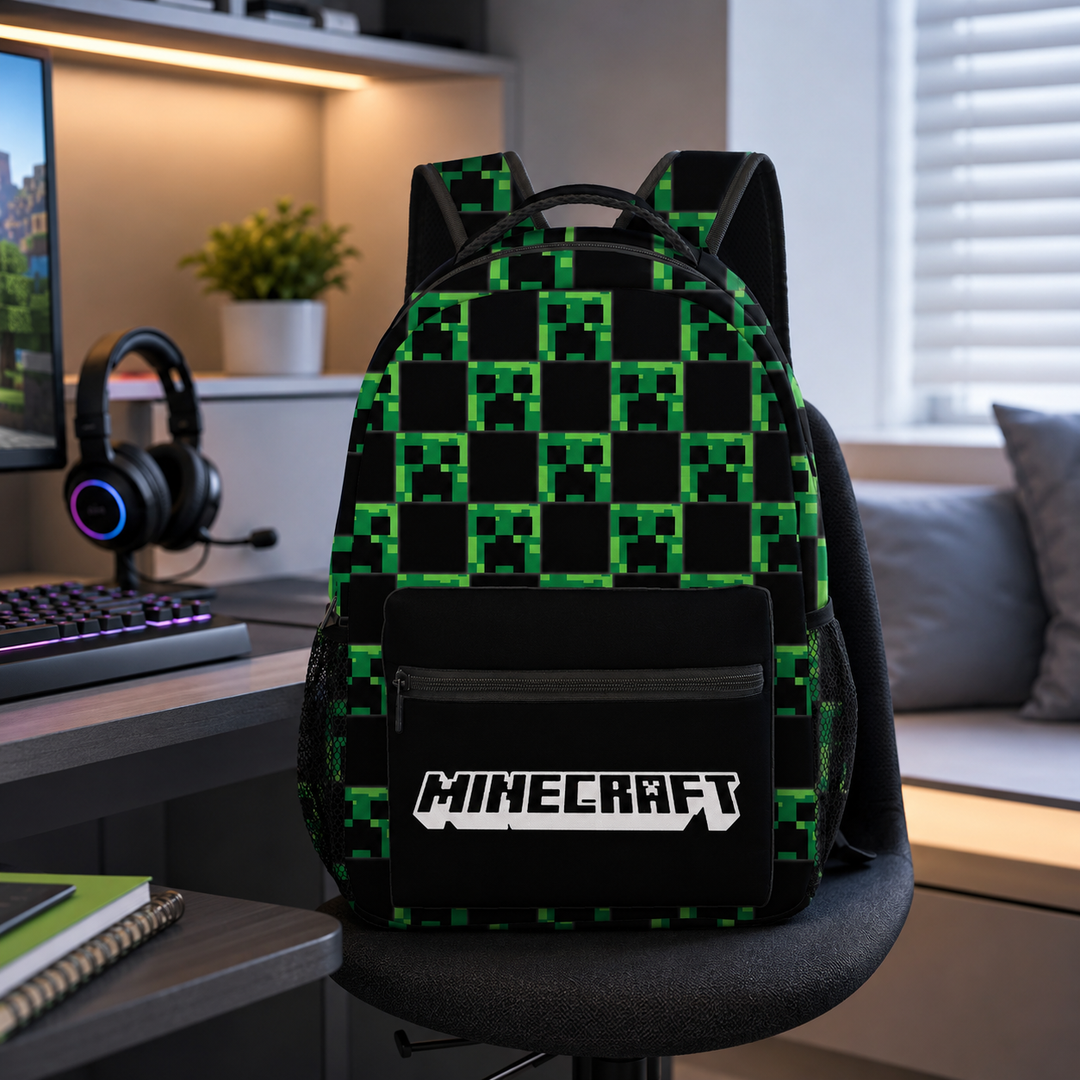 Minecraft Boys and Girls School Backpack, 20L Double-Sided Print Bookbag