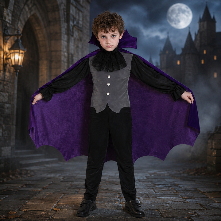 Vampire Costume for Boys with Cape and Vest Halloween Costume