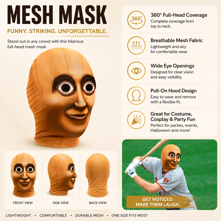 3D Bald Guy Full Face Novelty Mask Costume for Adults