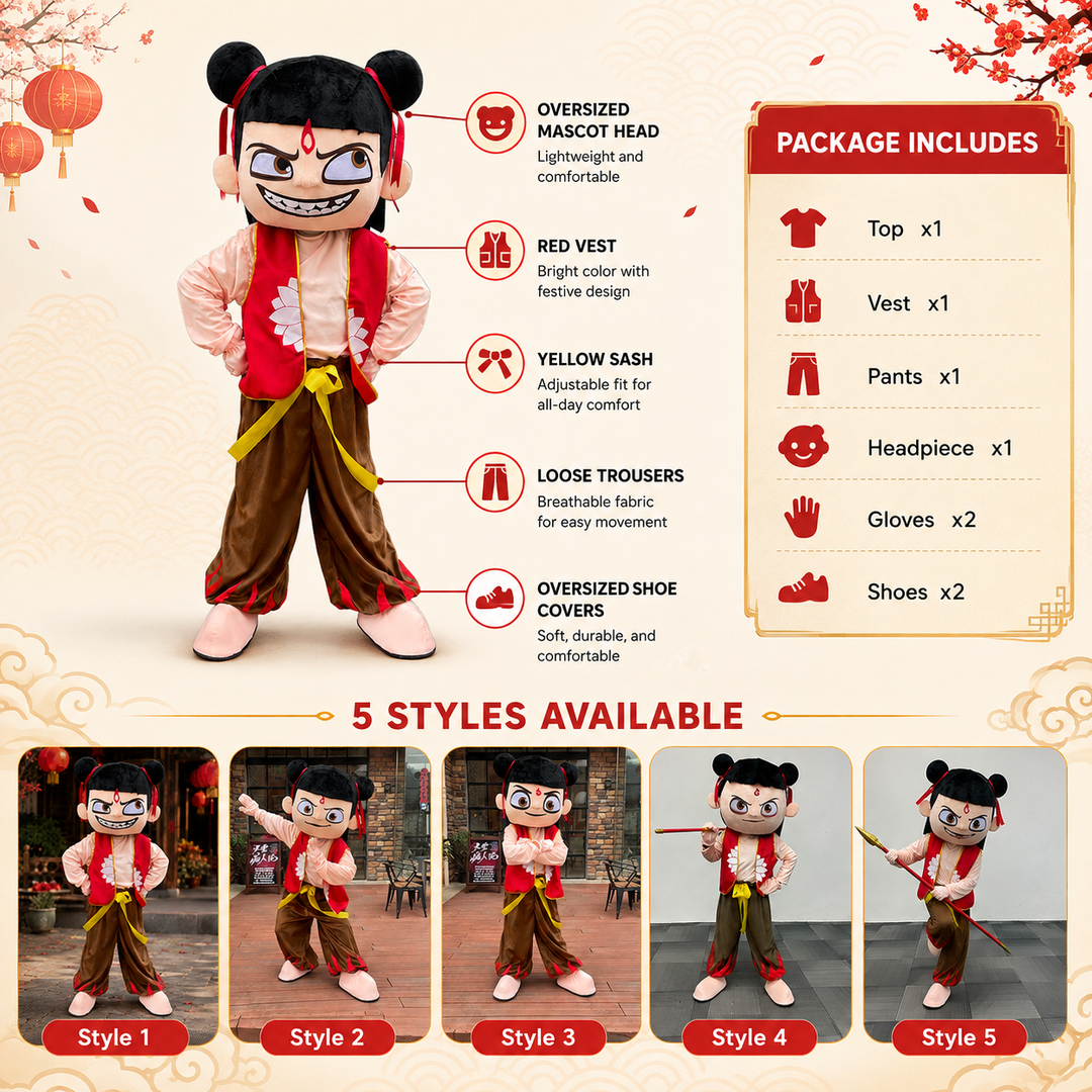 Nezha Warrior Boy Mascot Costume Full Body Costume
