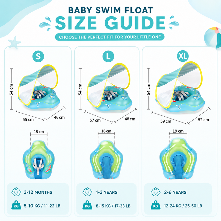 Baby Pool Float Canopy Inflatable Infant Swim Ring Bathing Summer Kids