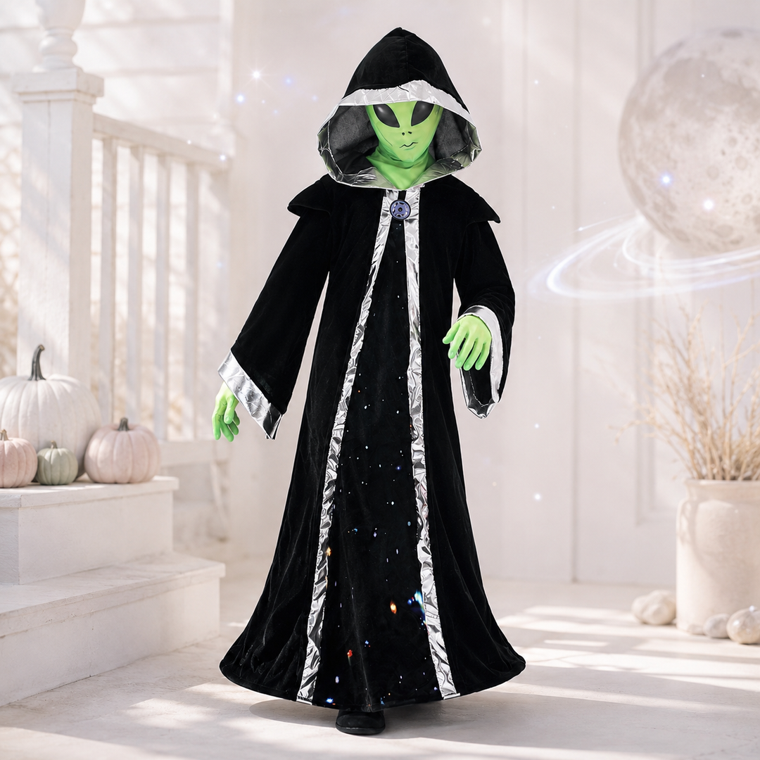 Alien Boss Kids Costume Hooded Robe with Mask for Halloween