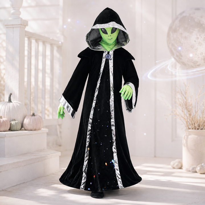Alien Boss Kids Costume Hooded Robe with Mask for Halloween