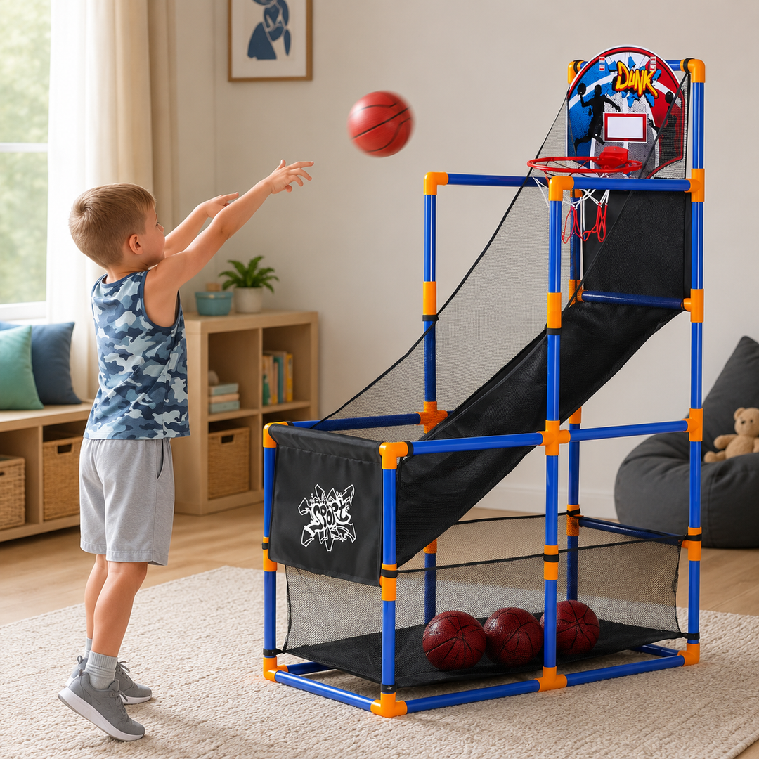 Kids Arcade Basketball Game Set 4 Balls Hoop Indoor Outdoor Birthday Gift