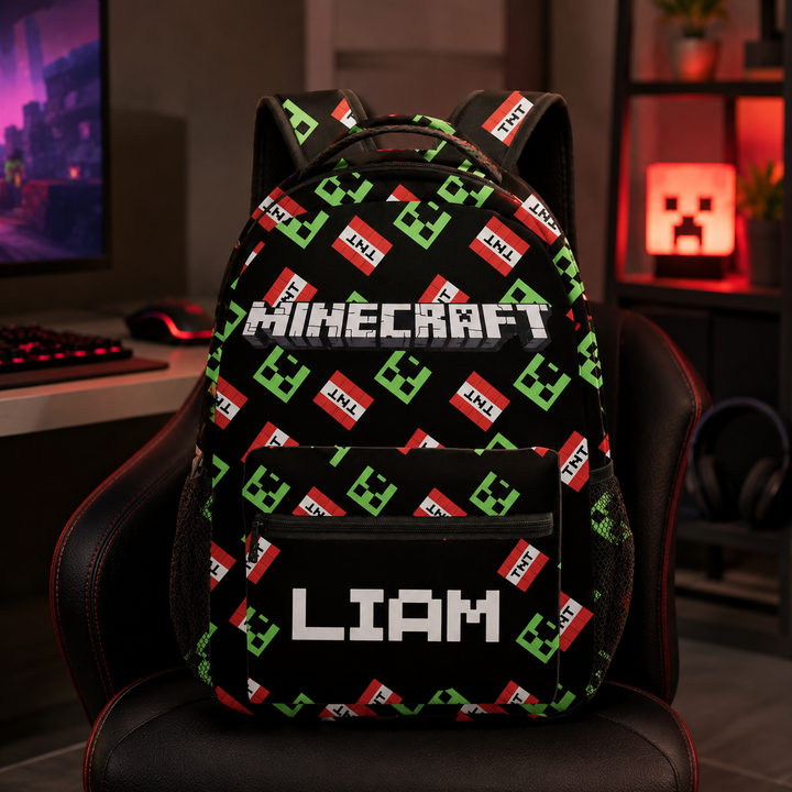 Minecraft Boys and Girls School Backpack, Double-Sided Print 20L Lightweight Bookbag