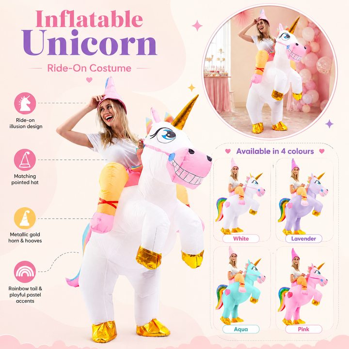 Inflatable Unicorn Ride-On Costume for Adult Halloween