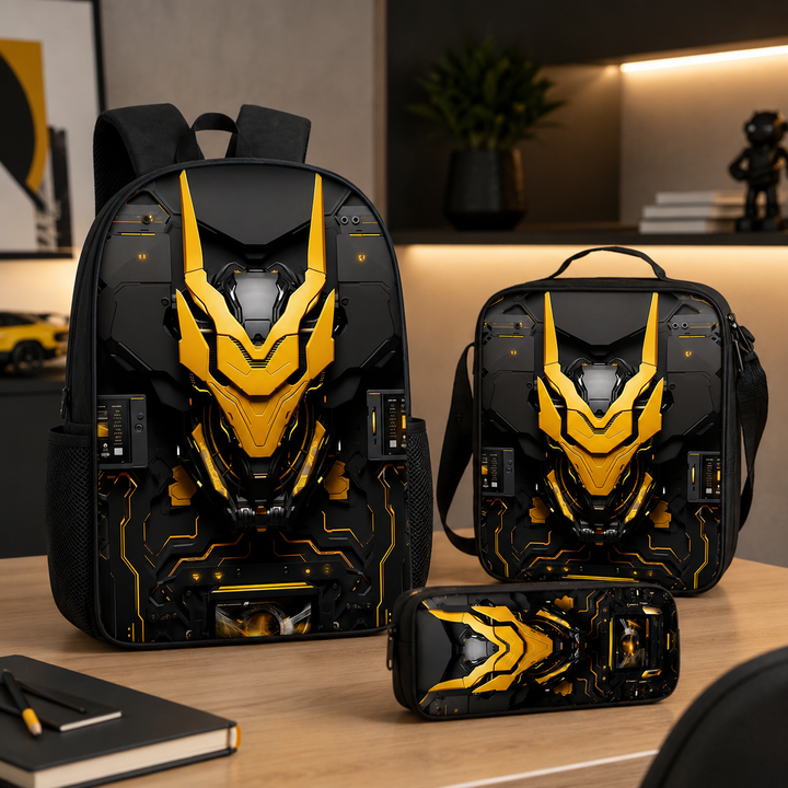 Boys Cyberpunk Robot School Backpack Set for Students