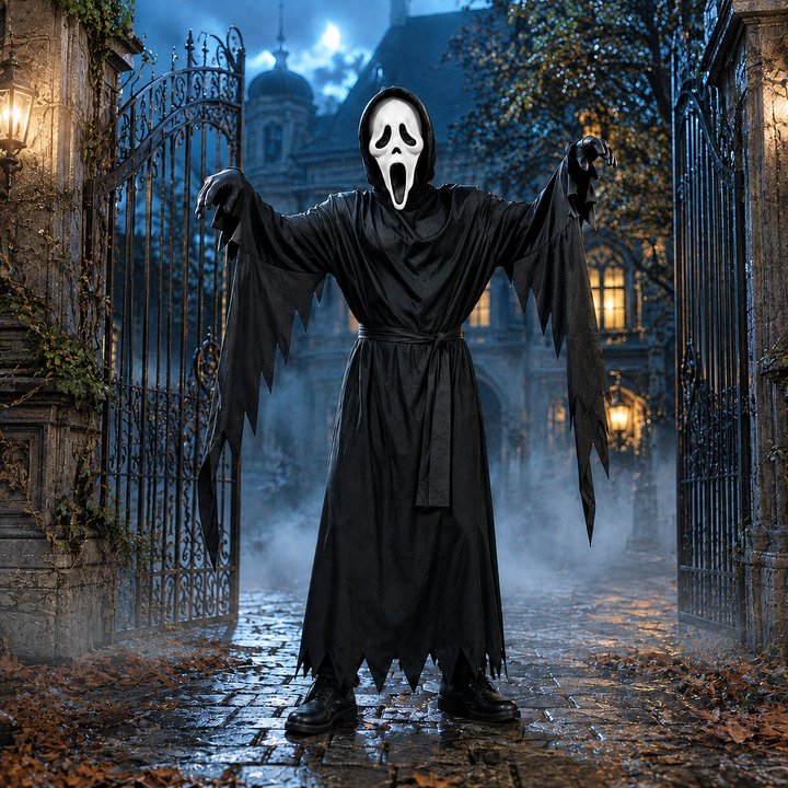 Ghostface Robe Costume Hooded Halloween Costume with Mask