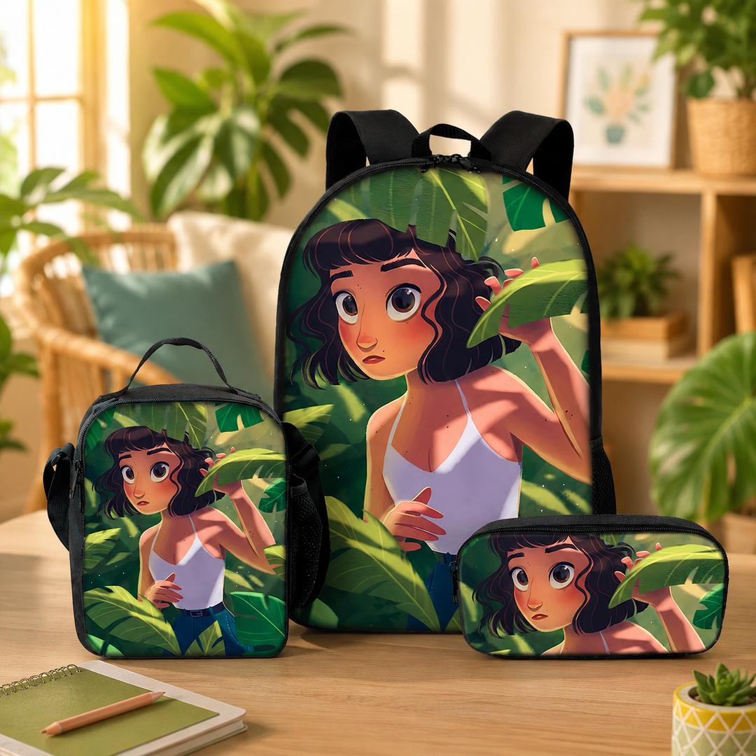 Coraline Girls School Backpack 3-Piece Set with Lunch Bag &amp; Pencil Case