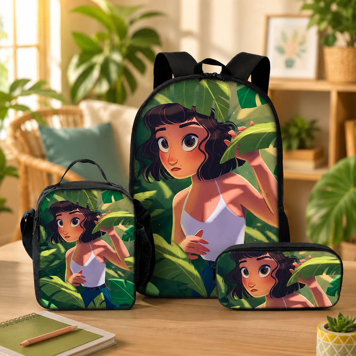 Coraline Girls School Backpack 3-Piece Set with Lunch Bag &amp; Pencil Case