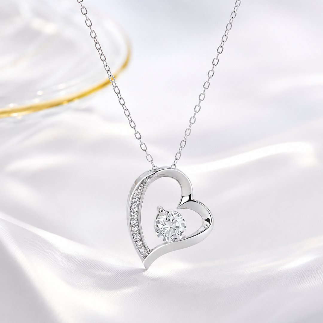 Heart Pendant Necklace with CZ Accent Gift for Her