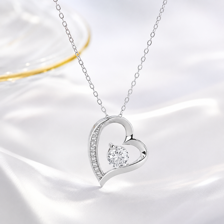 Heart Pendant Necklace with CZ Accent Gift for Her