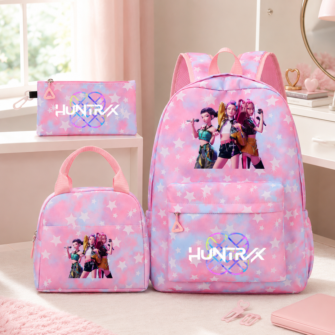 KPop Demon Hunters 3-Piece School Backpack Set with Lunch Bag and Pencil Case