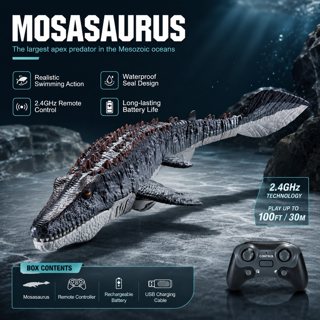 RC Mosasaurus Pool Toy Remote Control Sea Dinosaur Water Splash Outdoor Gift