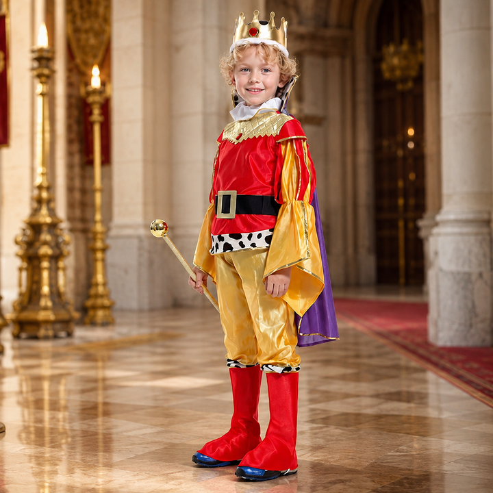 Kids King Costume with Crown and Cape Halloween Costume
