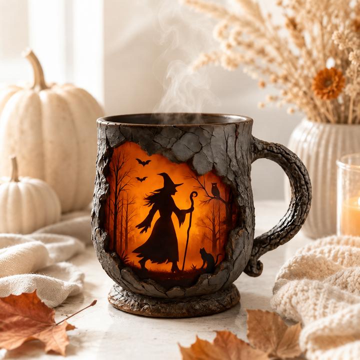 Bigfoot Witch Calf and Santa Rustic Resin Mug