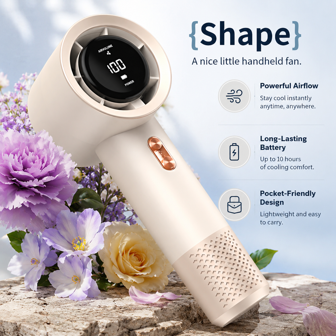 Handheld Portable Fan Bladeless High-Speed Mini Fan USB Rechargeable LED