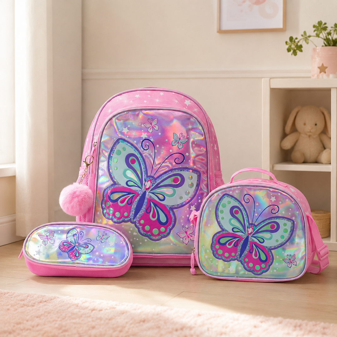 Unicorn Sequin 3-Piece School Backpack Set with Lunch Bag and Pencil Case for Girls