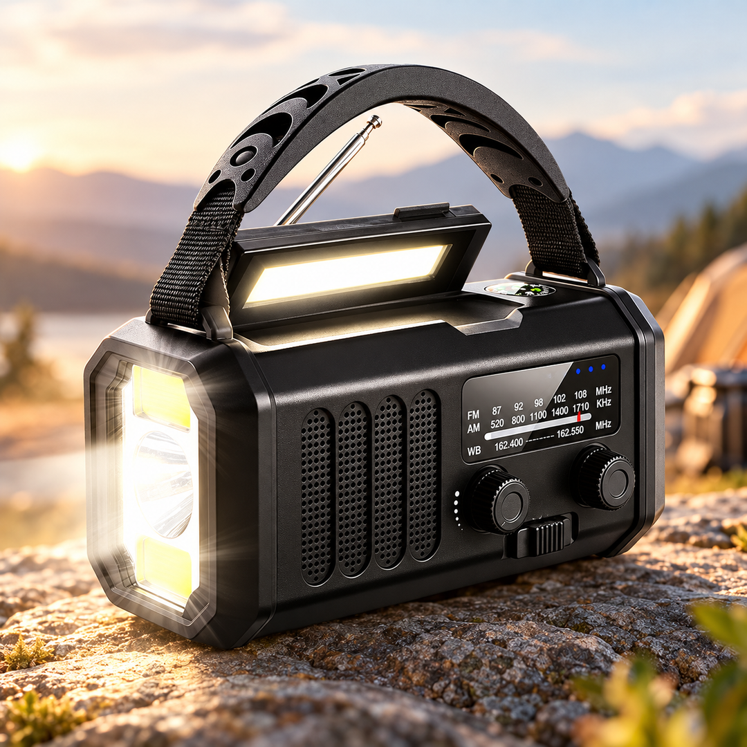 Wind Up Radio 10000mAh 135 Lumen Flashlight Reading Lamp NOAA Solar