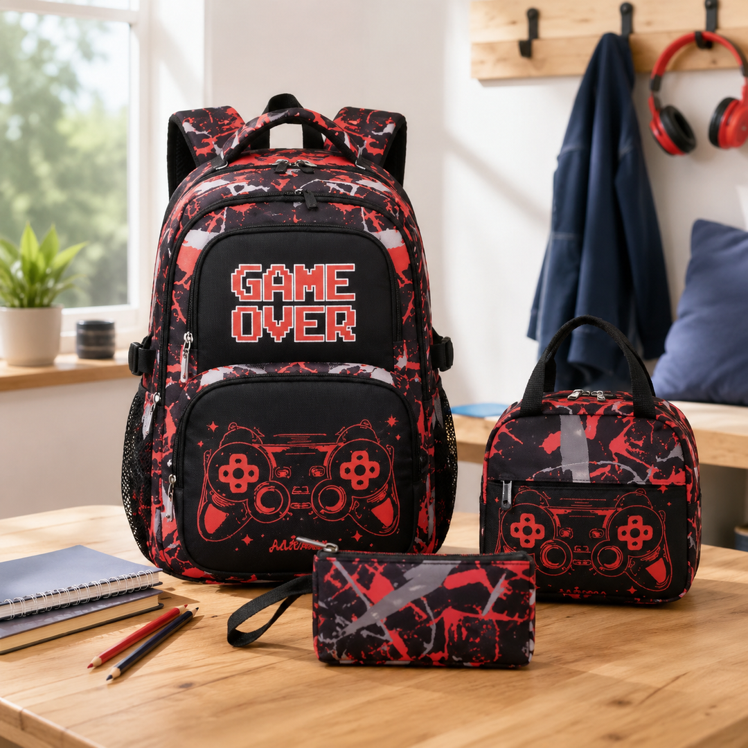 Camouflage Graffiti 3 In 1 Kids School Backpack Primary Boys Girls