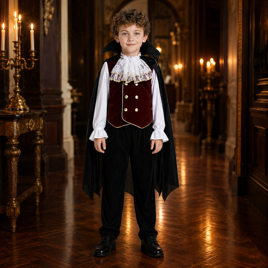 Vampire Costume for Boys with Cape and Vest Halloween Costume