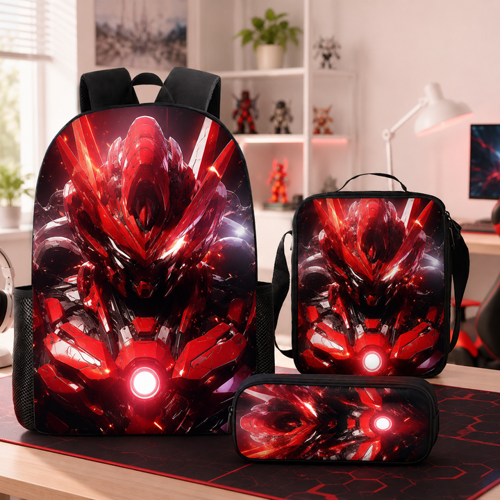 Boys Cyberpunk Robot School Backpack Set for Students